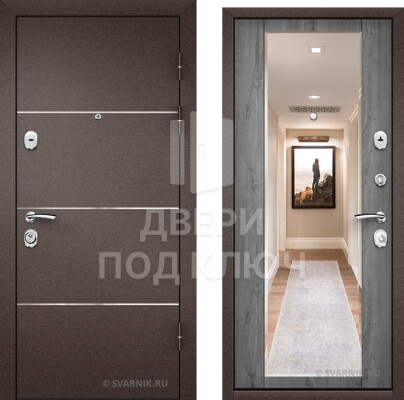 Уличная дверь правого открывания, шпон ДПК-5846